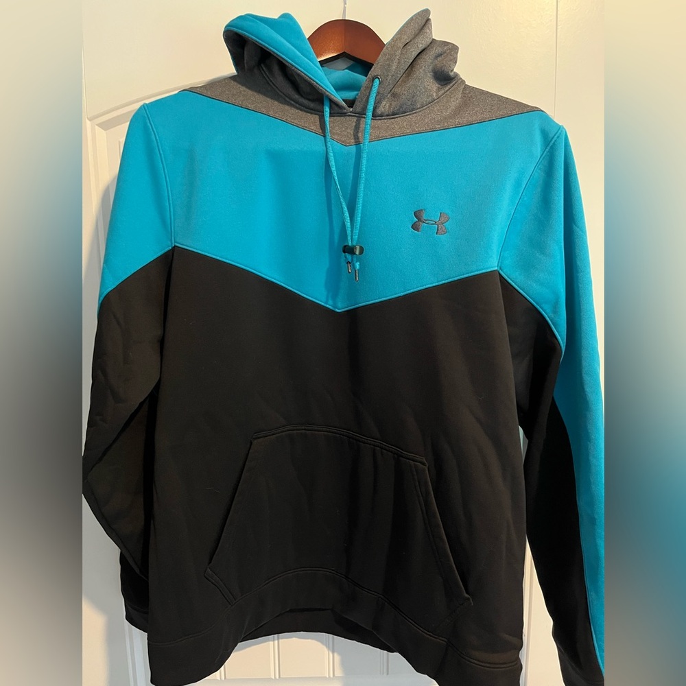 Under Armour brand Aqua Blue and Black Color Hoodie - Size Medium